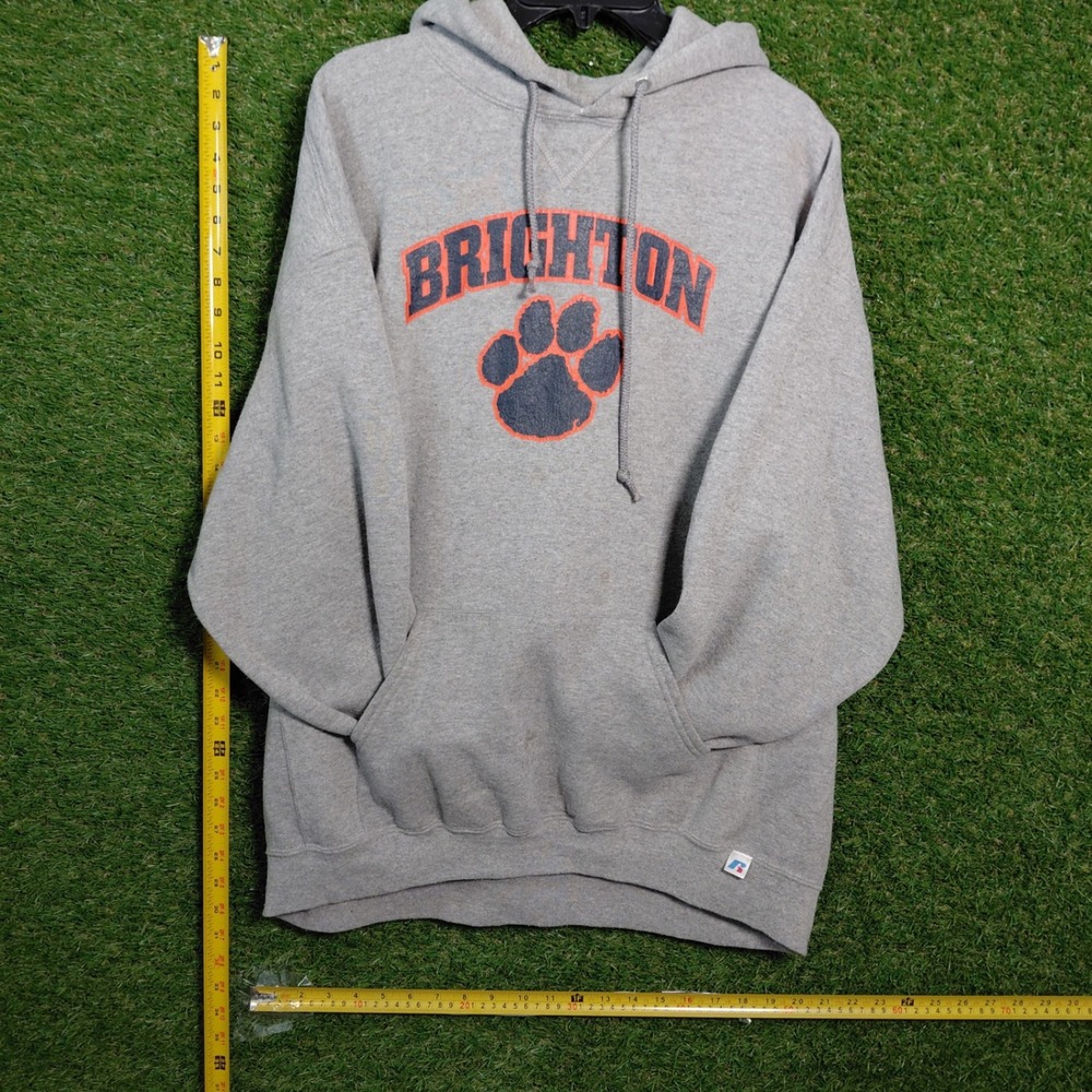Brighton Paw Print Gray Hoodie Russell Athletic Mens XL Sweatshirt